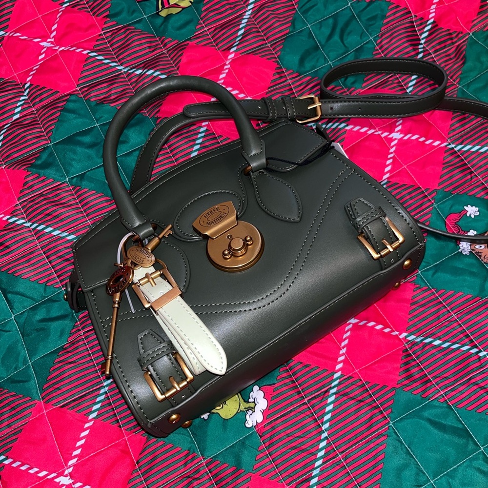 Steve Madden Olive Green Leather Satchel